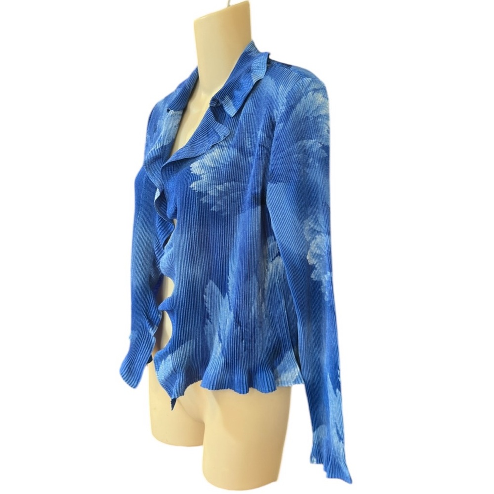 Caeliann Ruffled Blue Print Open Front Jacket‎ - Picture 7 of 15